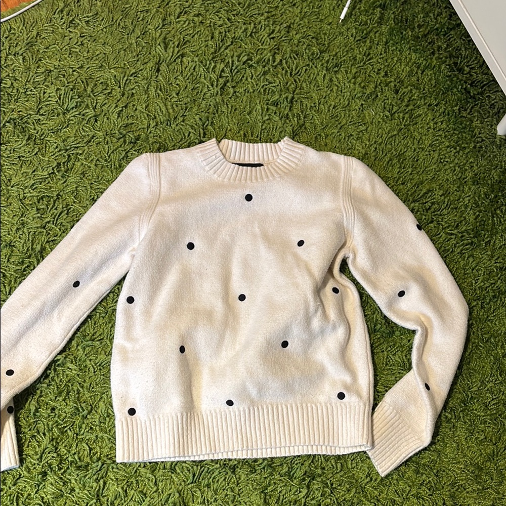 Banana Republic Cream and Black Crew Neck Sweater